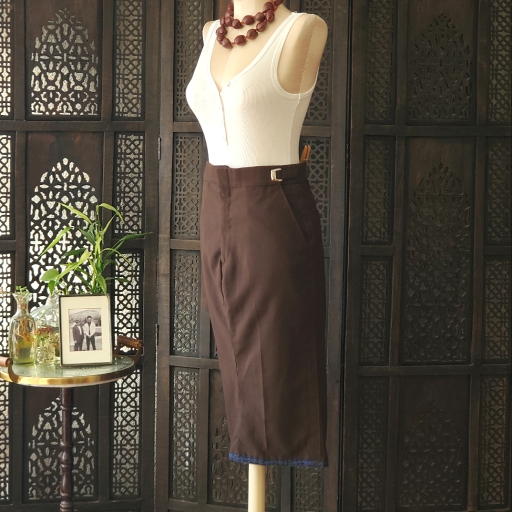 Brown trouser pencil skirt Large